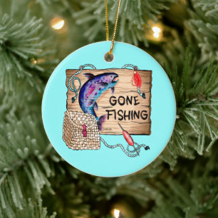 Gone Fishing oval ornament