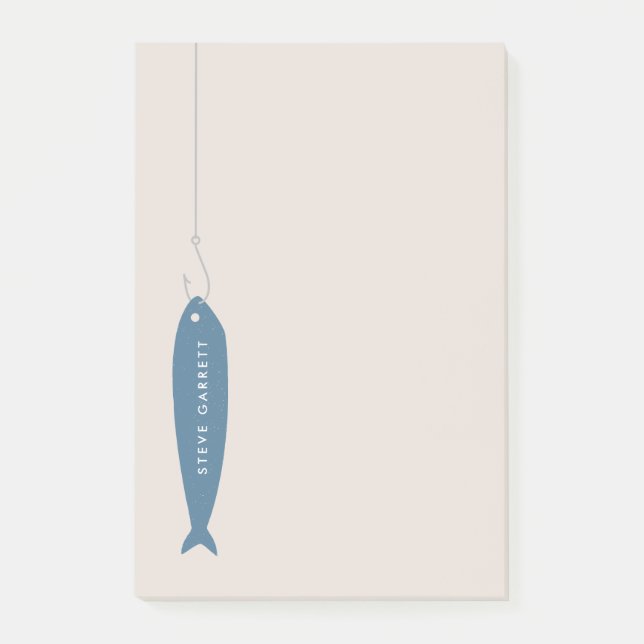 Gone Fishing Post-It Notepad - Cobalt (Front)