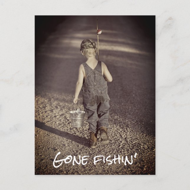 Gone Fishing Retirement Announcement Postcard (Front)
