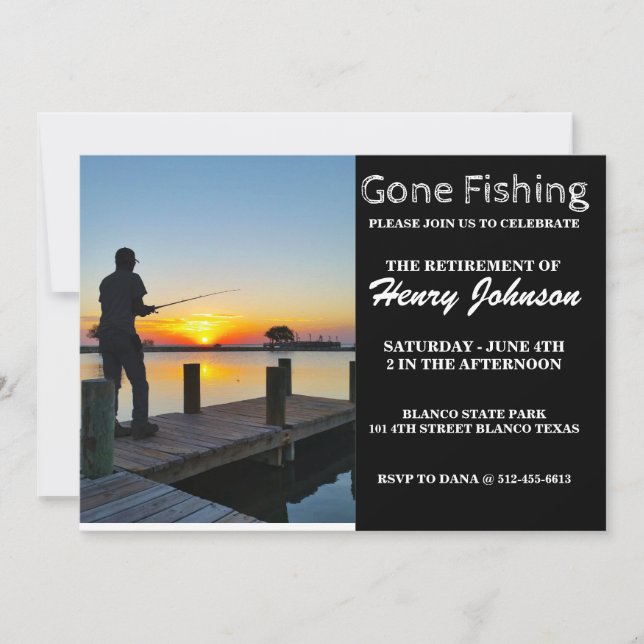 Gone Fishing Retirement Invitation (Front)