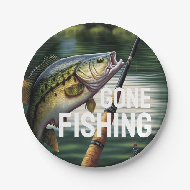 Gone Fishing Retirement Party Supplies Napkins Paper Plate (Front)