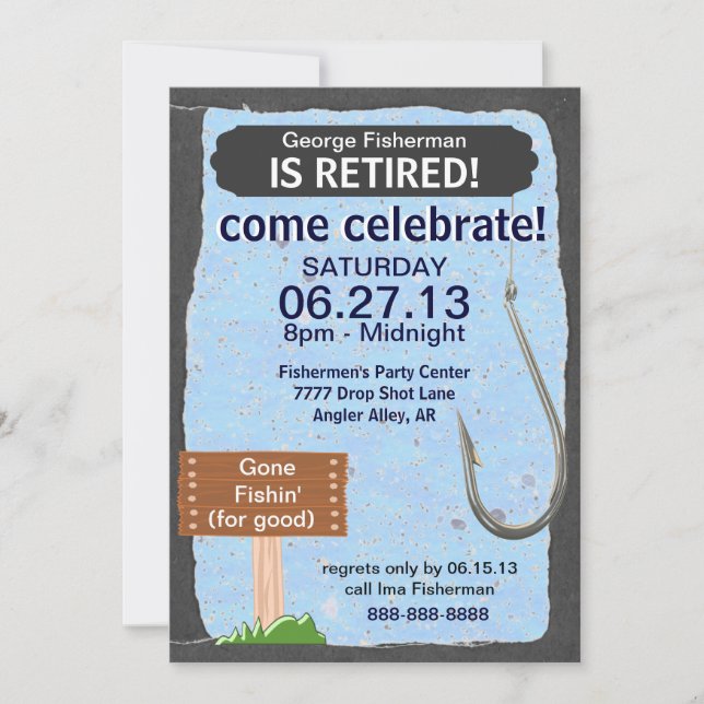 "Gone Fishing" Retiring celebration Invitation (Front)