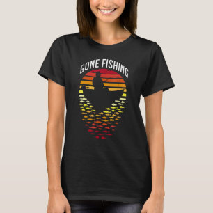 Gone Fishing Retro Sunset Fisherman Dad And Boat T-Shirt