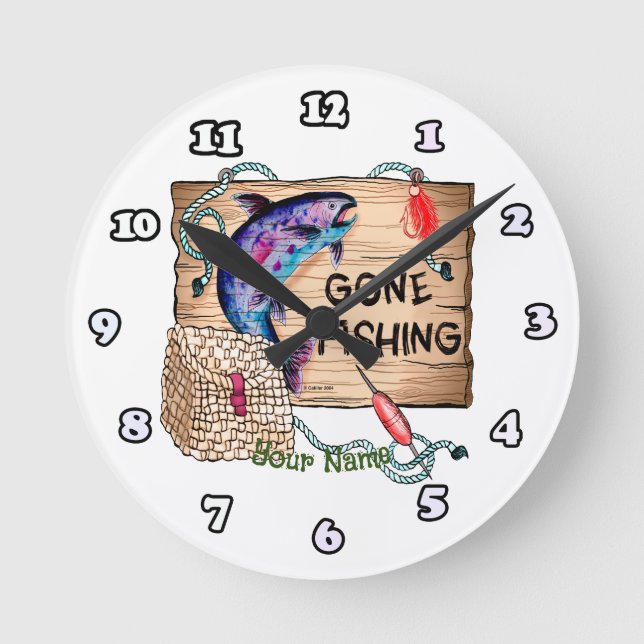 Gone Fishing Round Clock (Front)