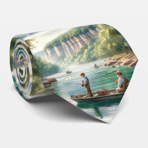 Gone Fishing Scenic Waterscape Mens Tie