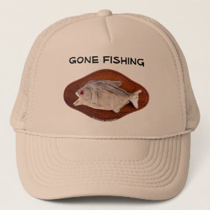 Gone Fishing sign on hat