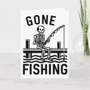 Gone Fishing Skeleton Funny Halloween Fishing 1 Card