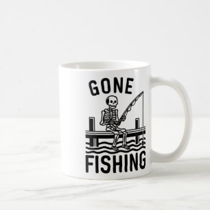 Gone Fishing Skeleton Funny Halloween Fishing 1  Coffee Mug