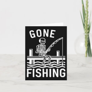 Gone Fishing Skeleton Funny Halloween Fishing Card