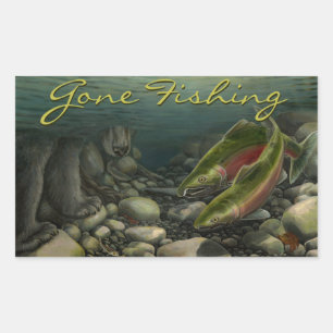 Gone Fishing Stickers Coho Salmon Art Stickers