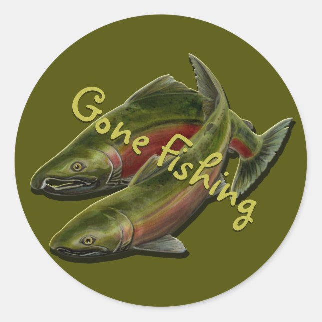Gone Fishing Stickers Coho Salmon Art Stickers (Front)