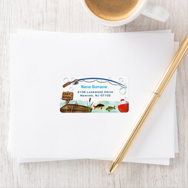 Gone fishing themed address label (Insitu)