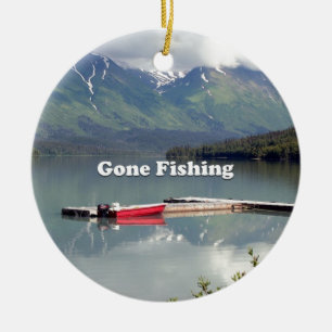 Gone Fishing: Trail Lake, Alaska Ceramic Tree Decoration