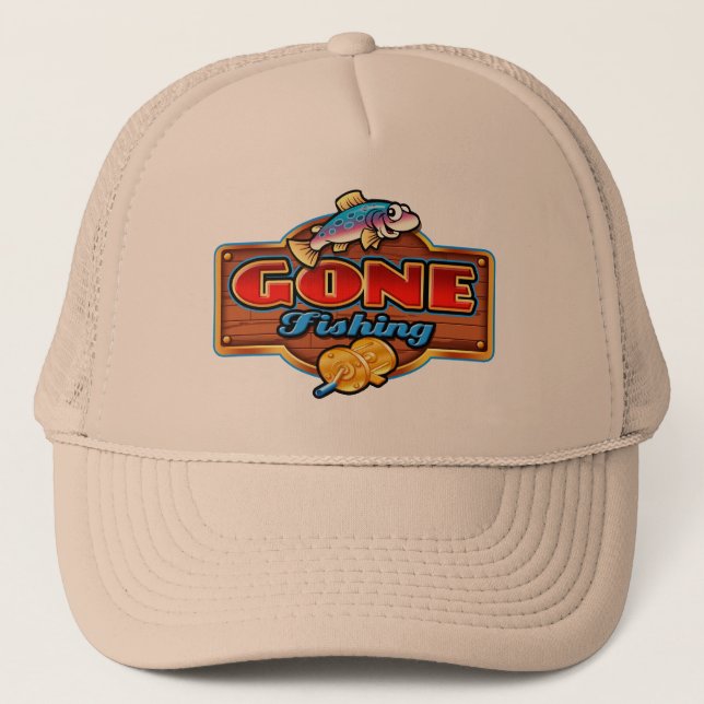 GONE FISHING TRUCKER HAT (Front)
