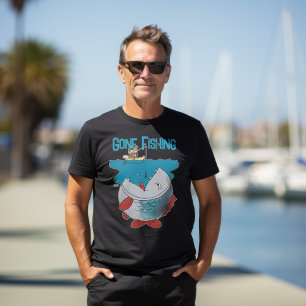 Gone Fishing Waiting For The Big Catch Cartoon T-Shirt