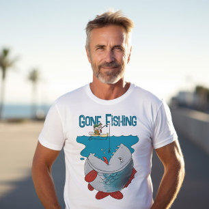 Gone Fishing Waiting For The Big Catch Cartoon T-Shirt