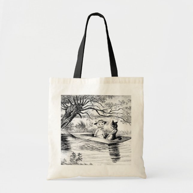 Gone Fishing with Lover, Louis Wain Tote Bag (Front)