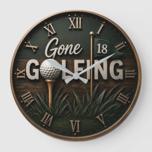 Gone Golfing Funny Golf Lover Gift Large Clock