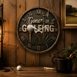 Gone Golfing Funny Golf Lover Gift Large Clock