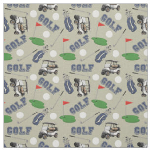 Gone Golfing on Beige Fabric