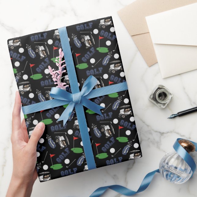 Gone Golfing on Black Wrapping Paper (Gifting)