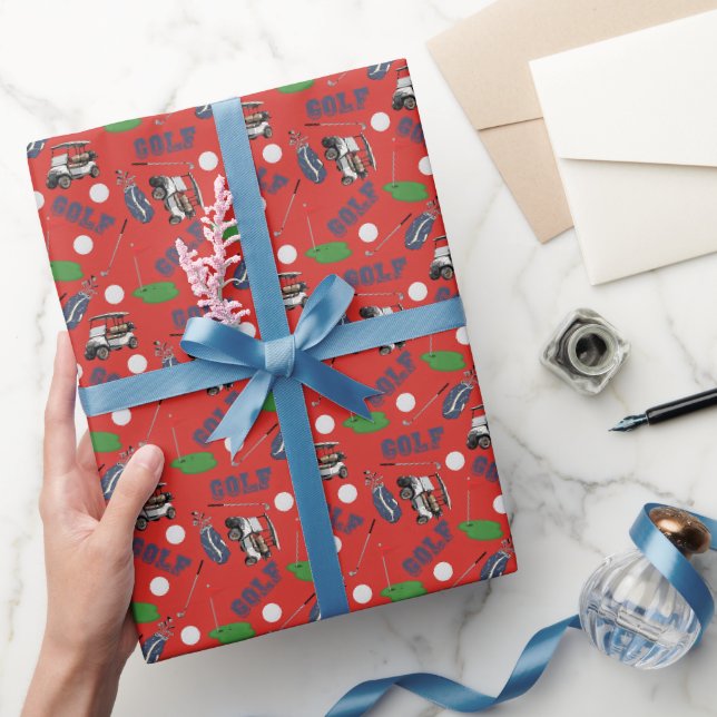 Gone Golfing on Bright Red Wrapping Paper (Gifting)