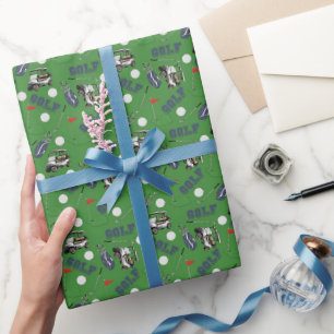 Gone Golfing on Grass Green Wrapping Paper