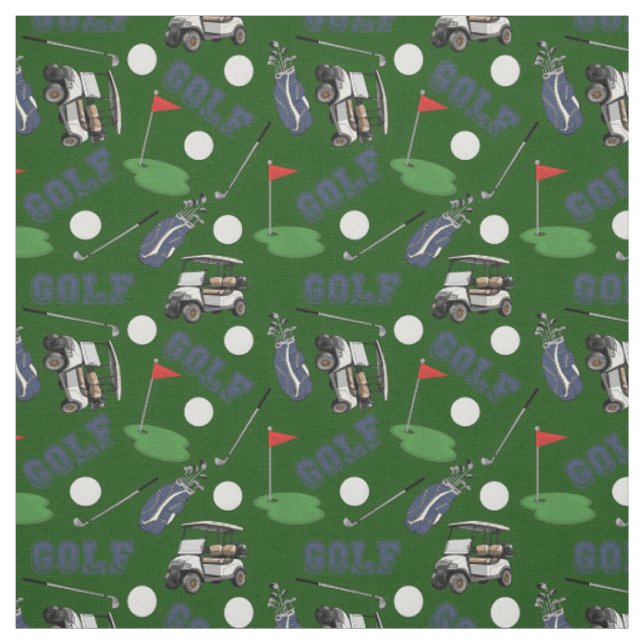 Gone Golfing on Hunter Green Fabric (Swatch)