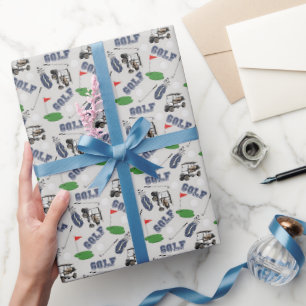 Gone Golfing on Pale Grey Wrapping Paper
