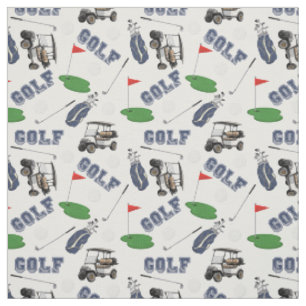 Gone Golfing on White Fabric