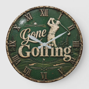 Gone Golfing Vintage Golf Golfer Gift Large Clock