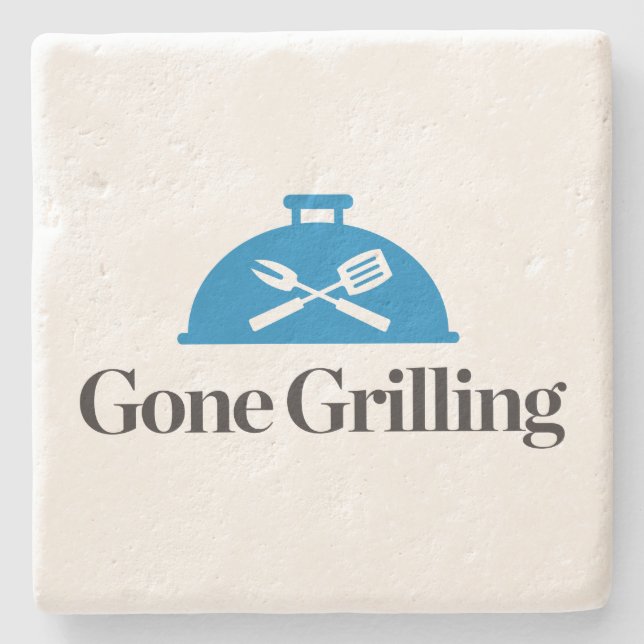 Gone Grilling Stone Coaster (Front)