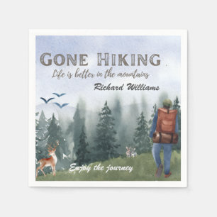 Gone Hiking Life is Better Mountains Hiker Deer Napkin