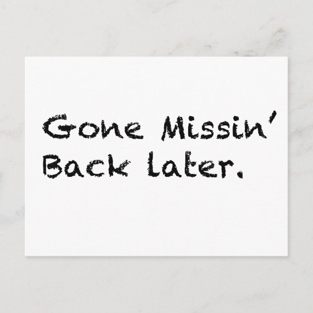 Gone Missin' Postcard (Front)
