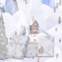 Gone Skiing For Christmas Snowy Mountain Skiers