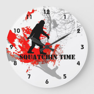 Gone Squatchin Bigfoot in the woods Large Clock
