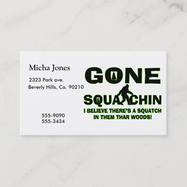 Gone Squatchin Bigfoot In Woods Business Card (Front)