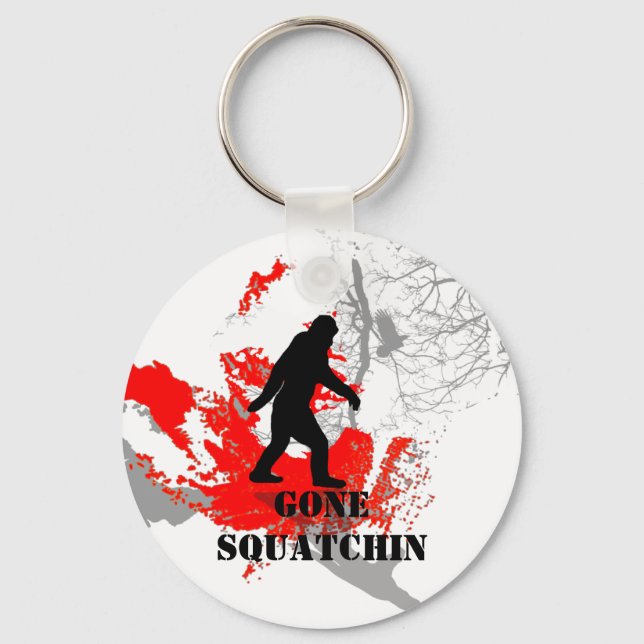 Gone Squatchin, black bigfoot Key Ring (Front)