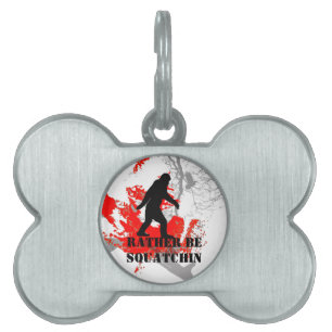 Gone Squatchin, black bigfoot Pet Tag
