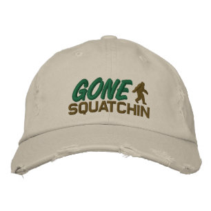Gone Squatchin - black white and green Embroidered Hat