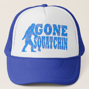 Gone Squatchin blue text Trucker Hat