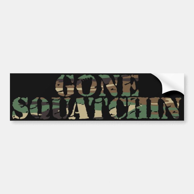 Gone Squatchin Camo Bumper Sticker (Front)