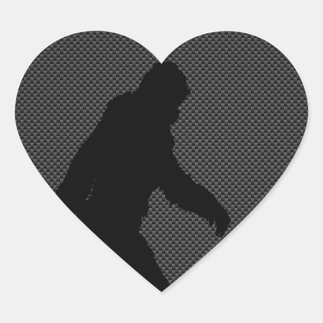 Gone Squatchin Charcoal Carbon Fibre Print Heart Sticker (Front)