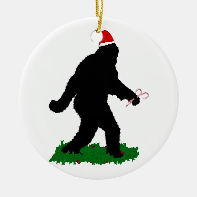 Gone Squatchin' Christmas Ceramic Tree Decoration (Front)