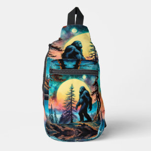 Gone Squatchin' Colourful Sasquatch Landscape Acce Sling Bag