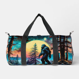 Gone Squatchin' Colourful Sasquatch Landscape Duffle Bag