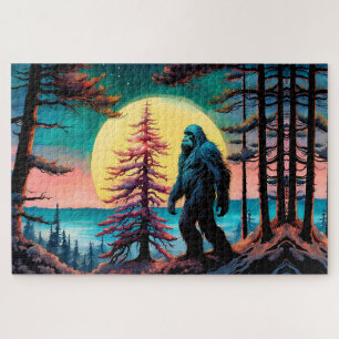 Gone Squatchin' Colourful Sasquatch Landscape Jigsaw Puzzle