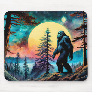 Gone Squatchin' Colourful Sasquatch Landscape Mouse Pad