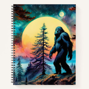 Gone Squatchin' Colourful Sasquatch Landscape Notebook