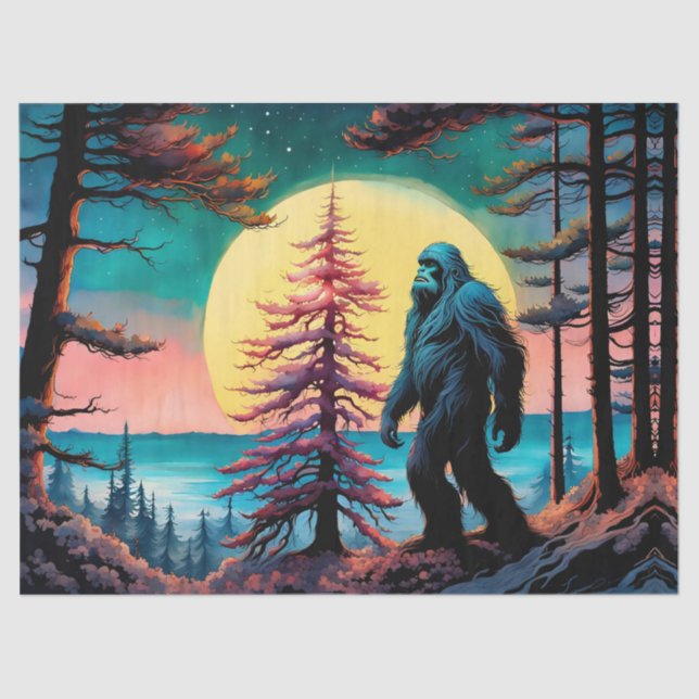 Gone Squatchin' Colourful Sasquatch Landscape Tissue Paper (Front)